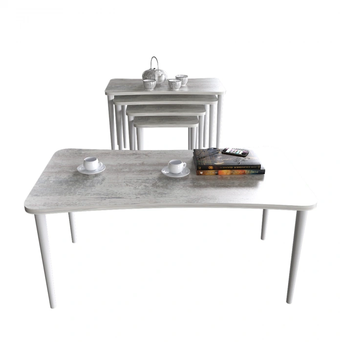 Alanur 5li Orta Sehpa Ve Zigon Sehpa Ahşap Ayaklı Çay Kahve Sehpası Xl Salon Seti – Kristal