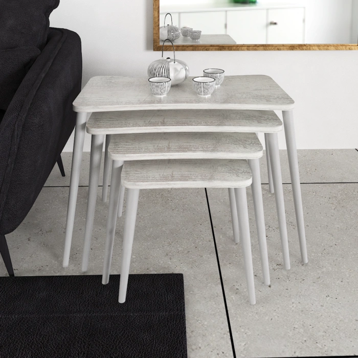 Alanur 5li Orta Sehpa Ve Zigon Sehpa Ahşap Ayaklı Çay Kahve Sehpası Xl Salon Seti – Kristal