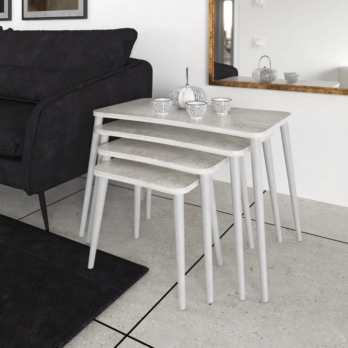 Alanur 5li Orta Sehpa Ve Zigon Sehpa Ahşap Ayaklı Çay Kahve Sehpası Xl Salon Seti – Kristal