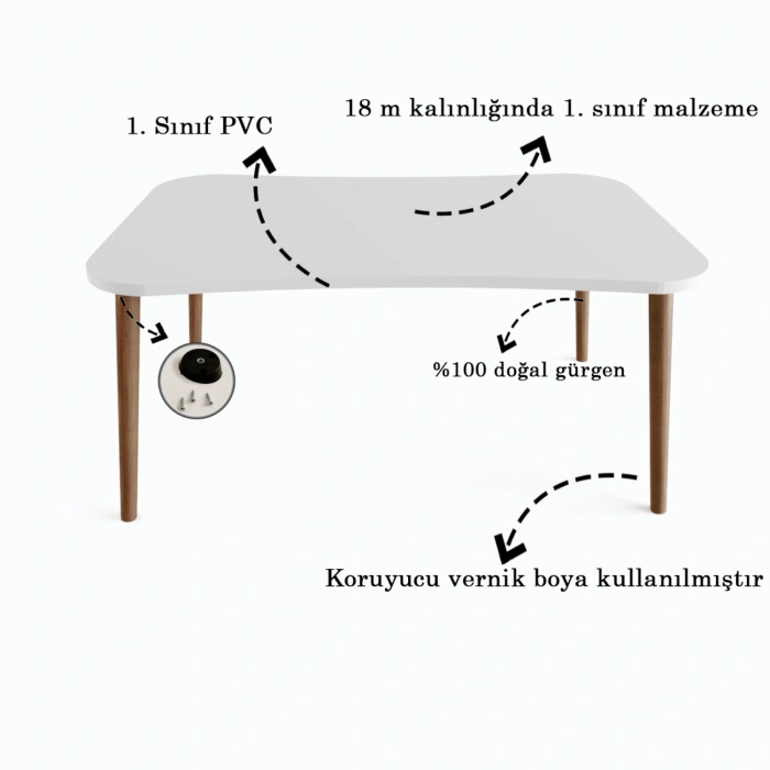 Aleyna 5li Orta Sehpa Ve Zigon Sehpa Ahşap Ayaklı Çay Kahve Sehpası Xl Salon Seti – Kristal