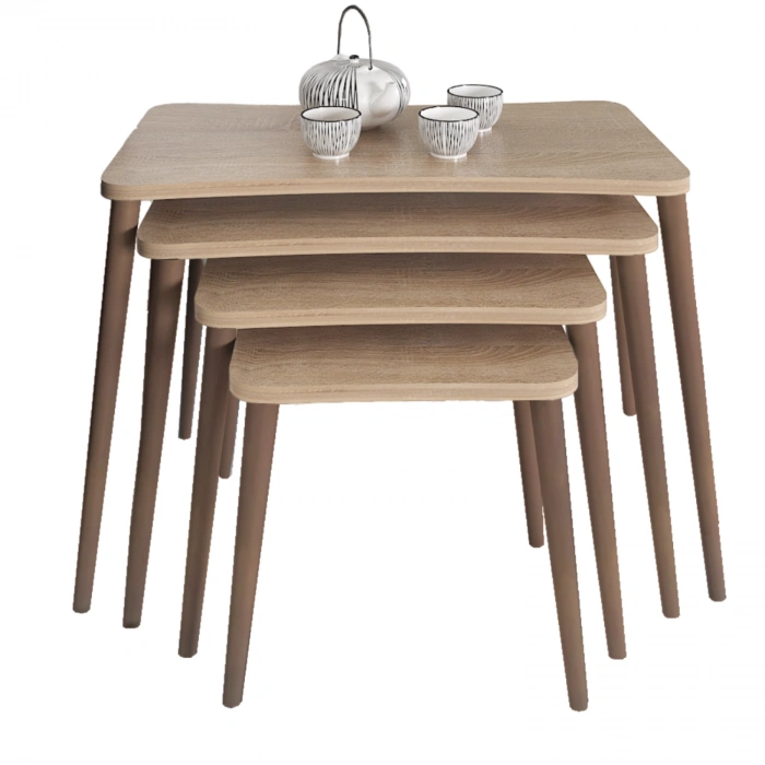 Aleyna 5li Orta Sehpa Ve Zigon Sehpa Ahşap Ayaklı Çay Kahve Sehpası Xl Salon Seti Sonomo