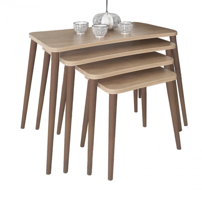 Aleyna 5li Orta Sehpa Ve Zigon Sehpa Ahşap Ayaklı Çay Kahve Sehpası Xl Salon Seti Sonomo