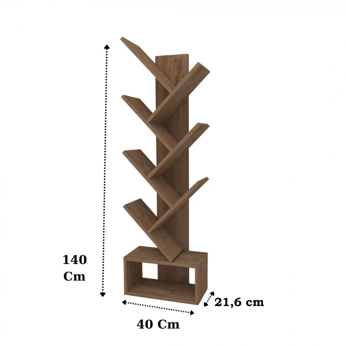 Carina 8 Raflı Bölmeli Dekoratif ZikZak Kitaplık Ofis Kitaplığı Dolap Evrak Rafı Ev Rafı Çam
