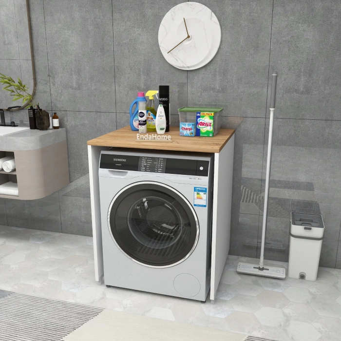 Ece Çamaşır Makinesi Dolabı Kurutma Makinesi Kapaksız Banyo Dolabı - Çam