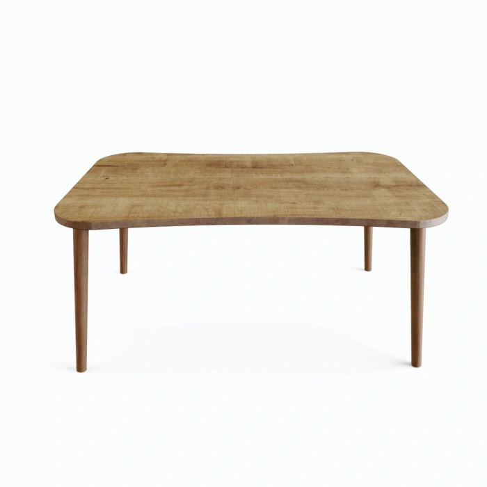 Esma Orta Sehpa Ve Zigon Sehpa 4lü Ahşap Ayaklı Salon Seti Sehpa - Ceviz