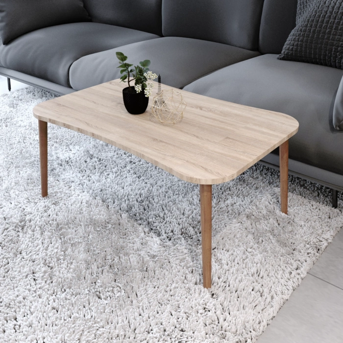 Esma Orta Sehpa Ve Zigon Sehpa 4lü Ahşap Ayaklı Salon Seti Sehpa - Sonomo