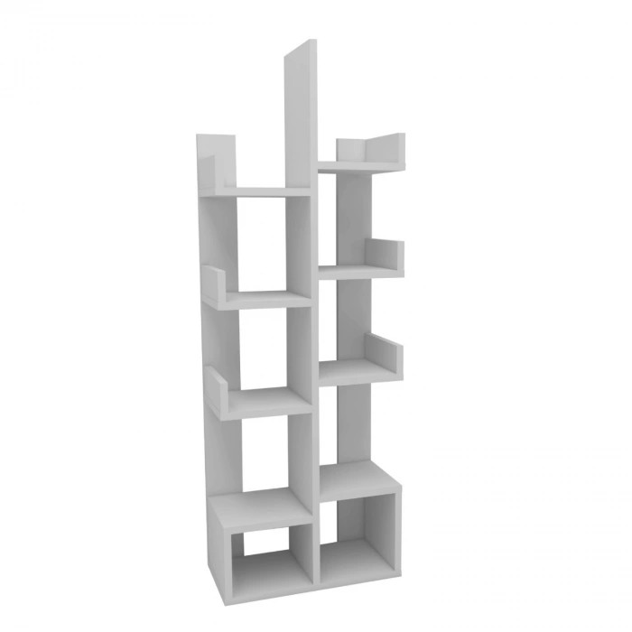 Gemini 10 Bölmeli Raflı Dekoratif Kitaplık Ofis Kitaplığı Dolap Evrak Rafı Ev Ofis Rafı - Beyaz