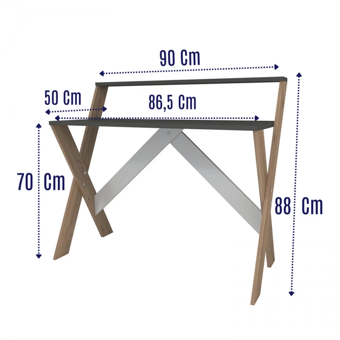 İQAS 50x90 Cm Çalışma Masası Laptop Bilgisayar Masası Ofis Ders Yemek Çocuk Masası Çam - Antrasit