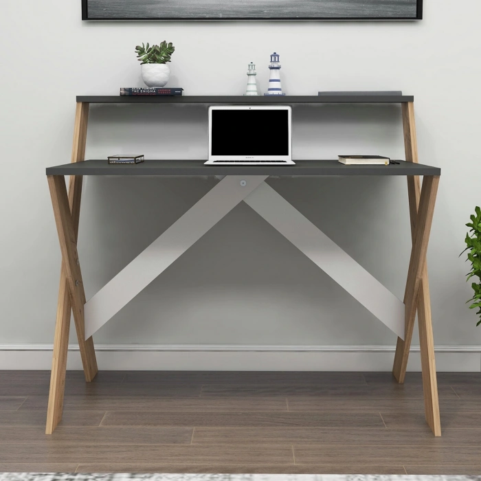 İQAS 50x90 Cm Çalışma Masası Laptop Bilgisayar Masası Ofis Ders Yemek Çocuk Masası Çam - Antrasit