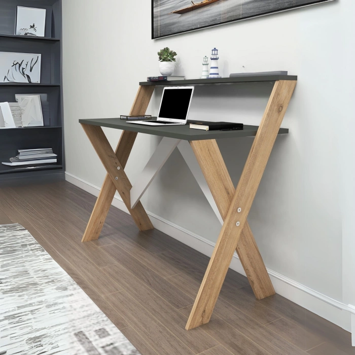 İQAS 50x90 Cm Çalışma Masası Laptop Bilgisayar Masası Ofis Ders Yemek Çocuk Masası Çam - Antrasit