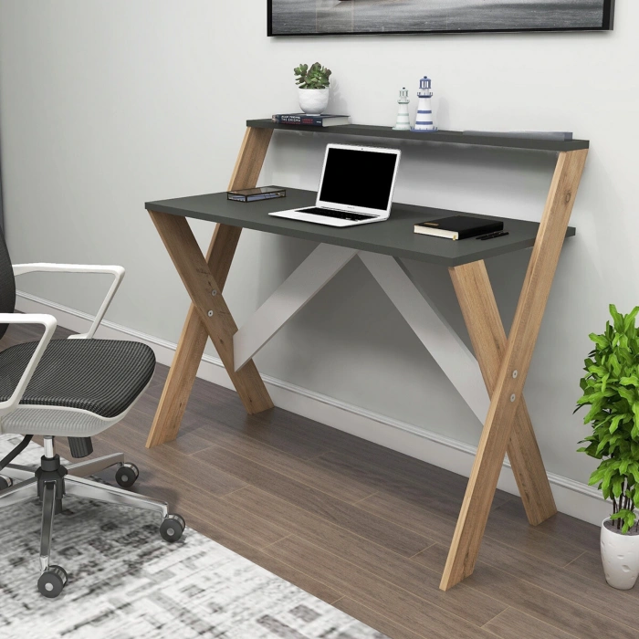 İQAS 50x90 Cm Çalışma Masası Laptop Bilgisayar Masası Ofis Ders Yemek Çocuk Masası Çam - Antrasit