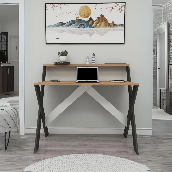 İQAS 50x90 Cm Çalışma Masası Laptop Bilgisayar Masası Ofis Ders Yemek Çocuk Masası Antrasit-Çam