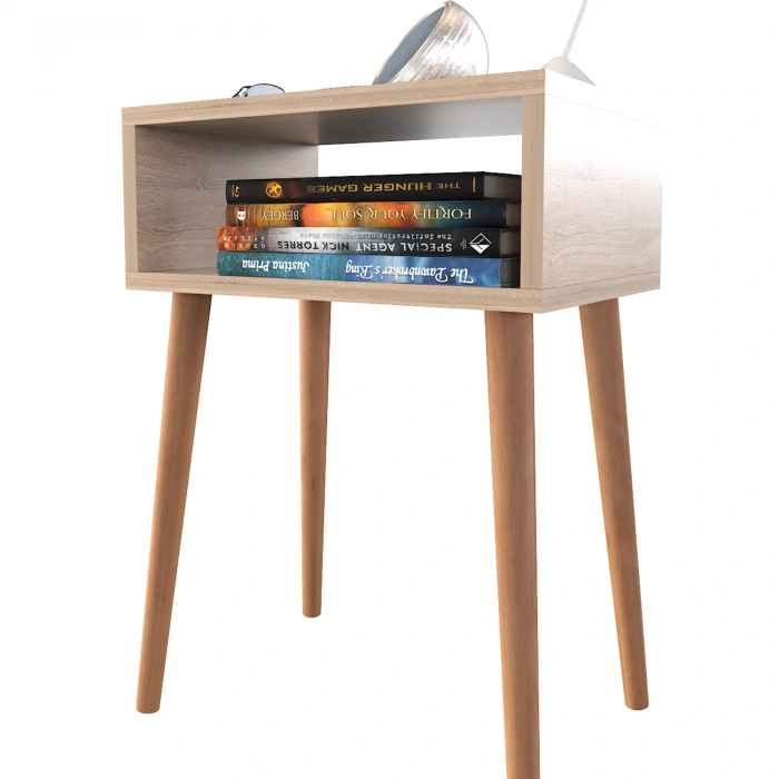 Komodin Çekmecesiz Ahşap Ayaklı Yatak Odası Başucu Komodin – Sonomo