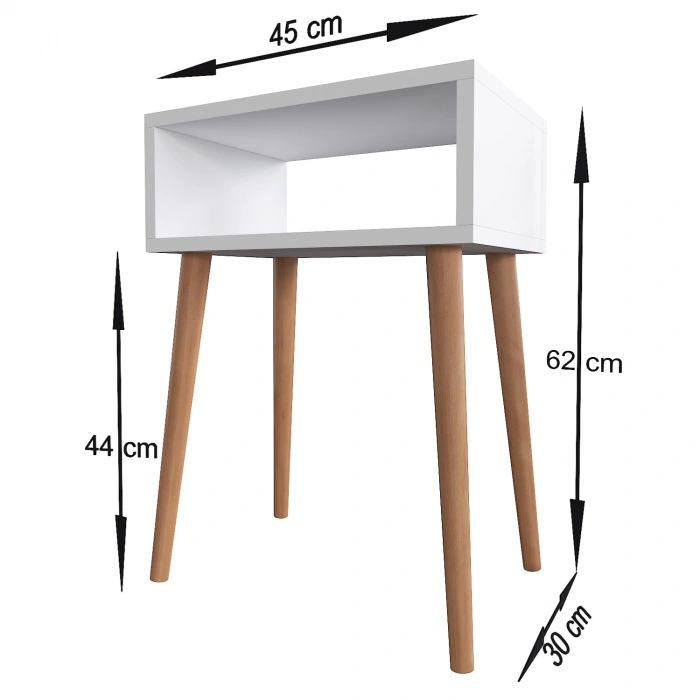 Komodin Çekmecesiz Ahşap Ayaklı Yatak Odası Başucu Komodin – Sonomo
