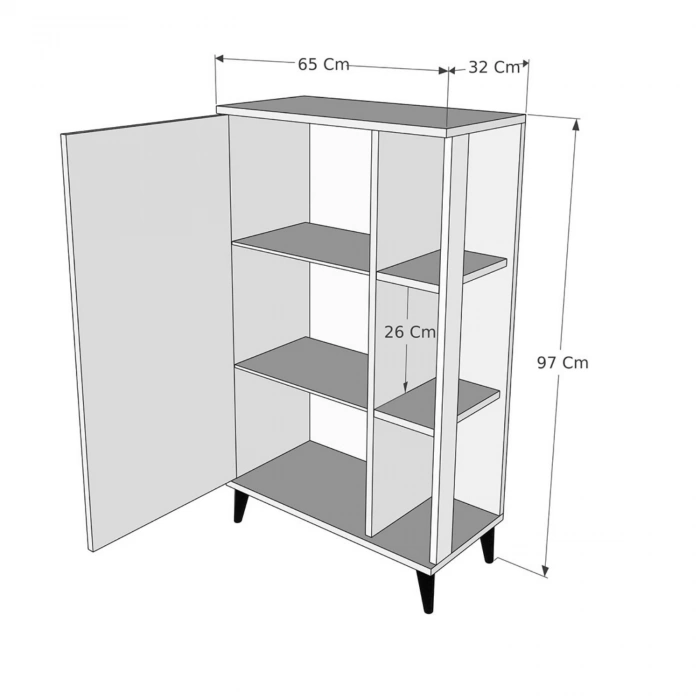 Lacerta 6 Raflı Kapaklı Çok Amaçlı Dolap Mutfak Banyo Balkon Erzak Killer Dolabı Beyaz