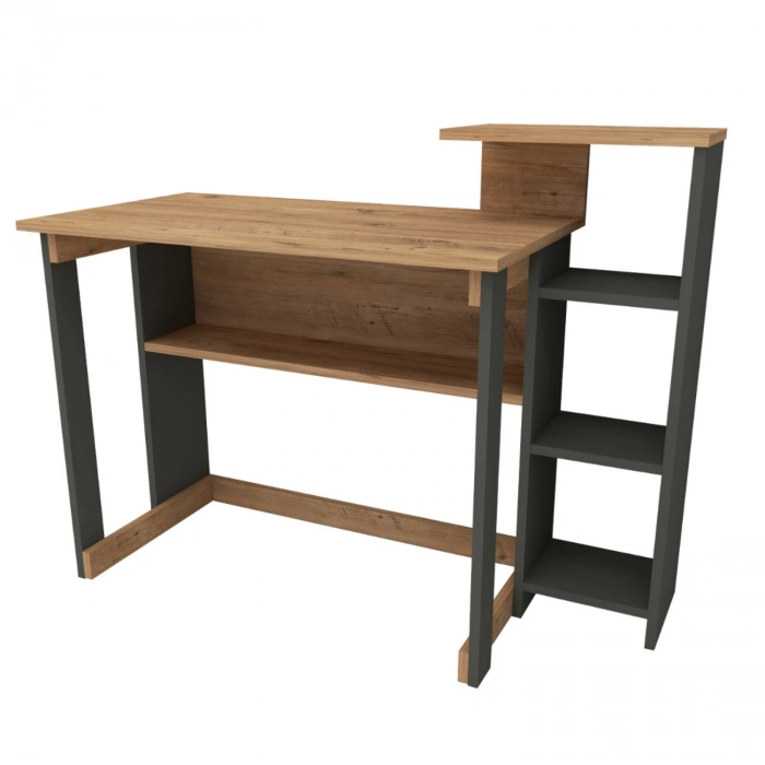 Lotus 5 Raflı Çalışma Masası Laptop Bilgisayar Masası Ofis Ders Yemek Çocuk Masası Çam-Antrasit