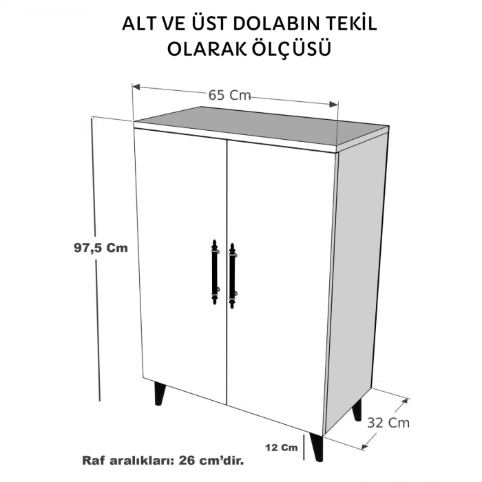 Meta 6 Raflı 4 Kapaklı Çok Amaçlı Xl Dolap Mutfak Banyo Balkon Erzak Killer Dolabı - Çam