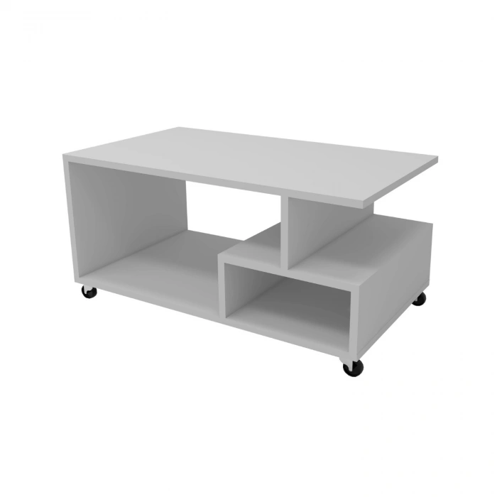 Panama Tekerlekli Pratik Orta Sehpa Salon Sehpası 86*50 - Beyaz