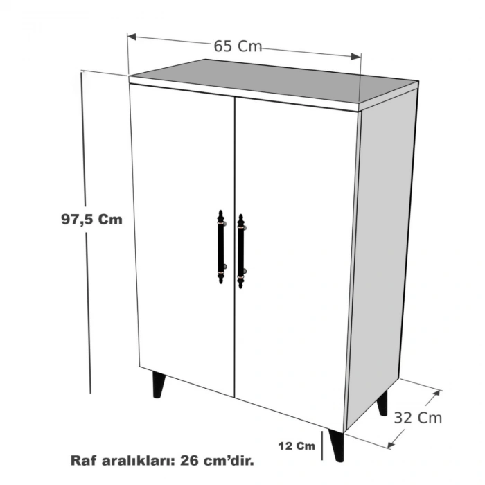 Pegasus 3 Raflı 2 Kapaklı Çok Amaçlı Dolap Mutfak Banyo Balkon Erzak Killer Dolabı Antrasit-Beyaz