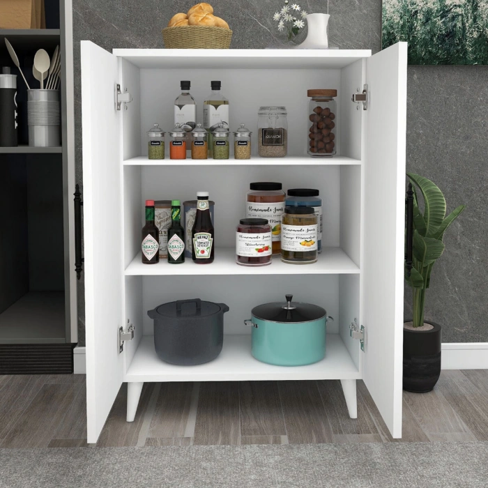 Pegasus 3 Raflı 2 Kapaklı Çok Amaçlı Dolap Mutfak Banyo Balkon Erzak Killer Dolabı Beyaz