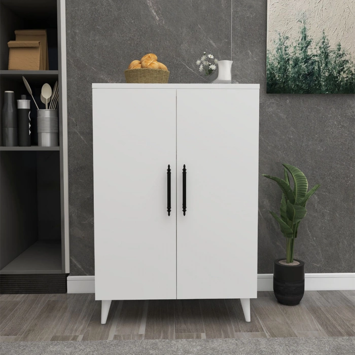 Pegasus 3 Raflı 2 Kapaklı Çok Amaçlı Dolap Mutfak Banyo Balkon Erzak Killer Dolabı Beyaz