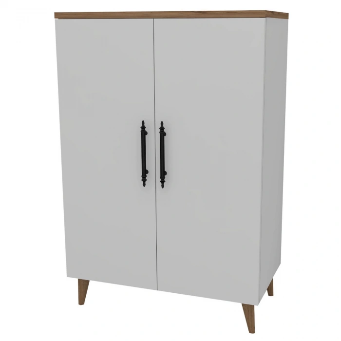 Pegasus 3 Raflı 2 Kapaklı Çok Amaçlı Dolap Mutfak Banyo Balkon Erzak Killer Dolabı Çam-Beyaz