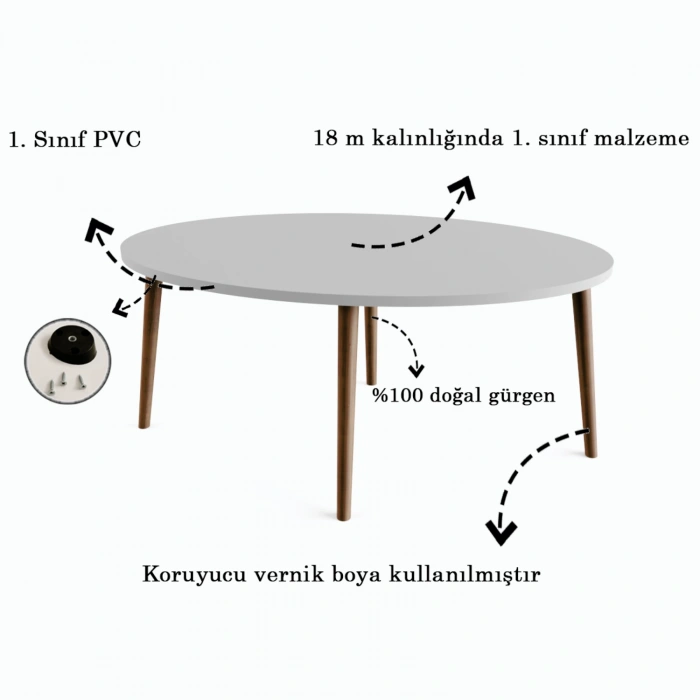 Tokyo Orta Sehpa Ve Zigon Sehpa 4lü Ahşap Ayaklı Salon Seti Sehpa - Ceviz