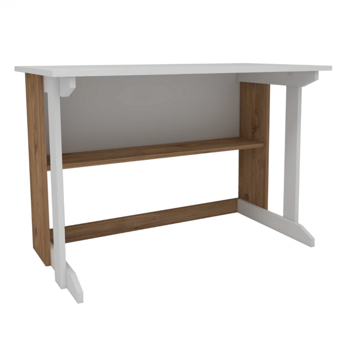 Vennüs 100x55 Cm Kütüphaneli Geniş Çalışma Masası Laptop Bilgisayar Masası Ofis Ders Masası Çam - Beyaz