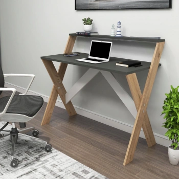 İQAS 50x90 Cm Çalışma Masası Laptop Bilgisayar Masası Ofis Ders Yemek Çocuk Masası Çam - Antrasit
