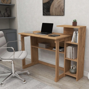 Lotus 5 Raflı Çalışma Masası Laptop Bilgisayar Masası Ofis Ders Yemek Çocuk Masası Çam