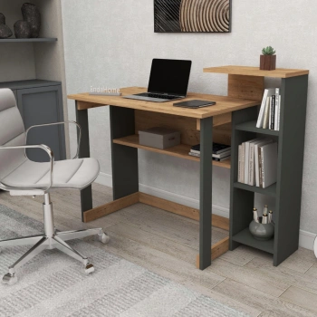 Lotus 5 Raflı Çalışma Masası Laptop Bilgisayar Masası Ofis Ders Yemek Çocuk Masası Çam-Antrasit