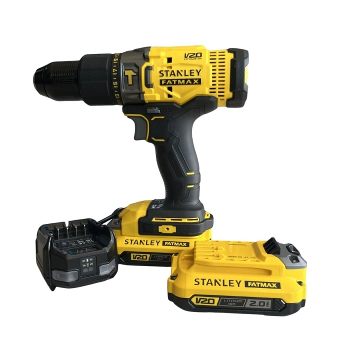 Stanley Fatmax SCD718D2A 18V V20 2.0 Ah Çift Akülü Darbeli Matkap Kiti + 83Parça Aksesuar