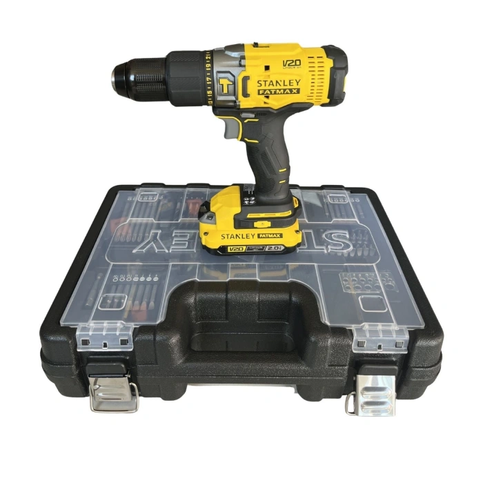 Stanley Fatmax SCD718D2A 18V V20 2.0 Ah Çift Akülü Darbeli Matkap Kiti + 83Parça Aksesuar