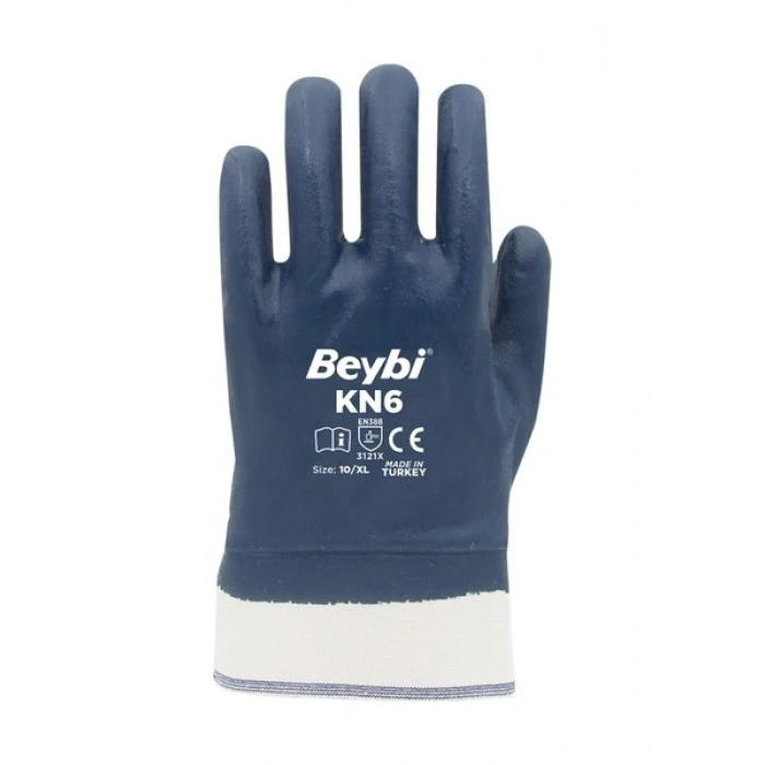 Beybi Kn6 Pamuk Nitril lacivert Iş Eldiveni XL