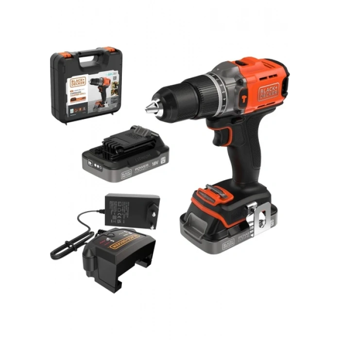 Black & Decker BCD383D2XK Çift Akülü Darbeli Matkap 18V 2AH