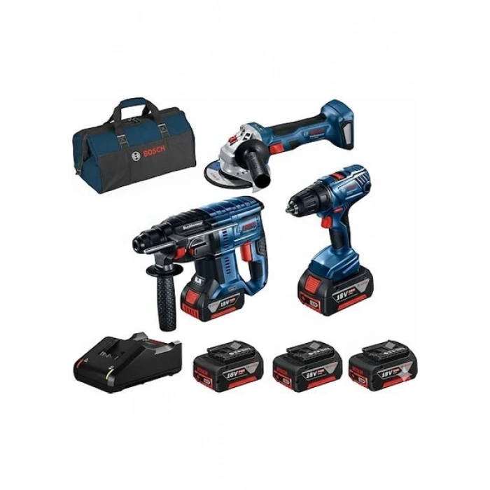 Bosch Gbh 180-LI + Gsr 180-LI + Gws 180-LI + Raf Bag Takım Çantalı 3x4 Ah Akülü El Aletleri Set