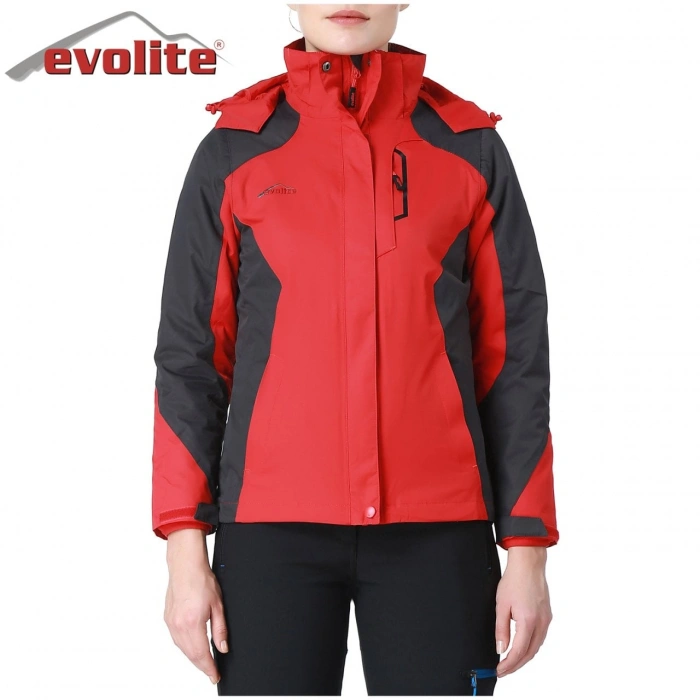 Evolite Diva Kadın 3in1 Gri/Kırmızı Mont