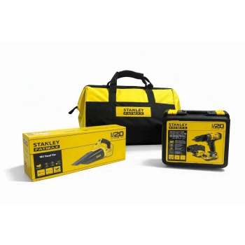 Stanley Fatmax V20 18V Kömürsüz Profesyonel İkili Set (Darbeli Matkap + El Süpürgesi + Taşıma Çantası)