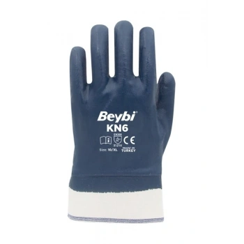 Beybi Kn6 Pamuk Nitril lacivert Iş Eldiveni XL
