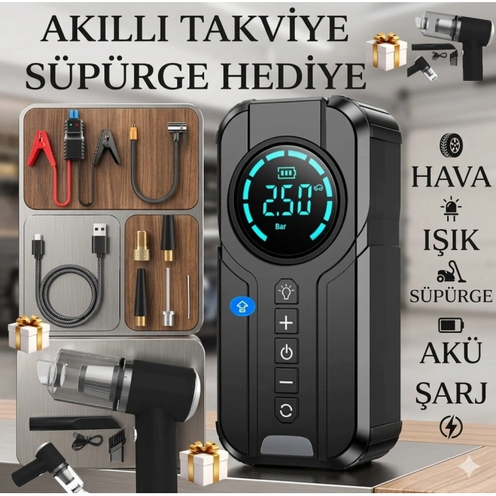KABLOSUZ AKÜ TAKVİYE CİHAZI ŞARJLI SÜPÜRGE HEDİYE