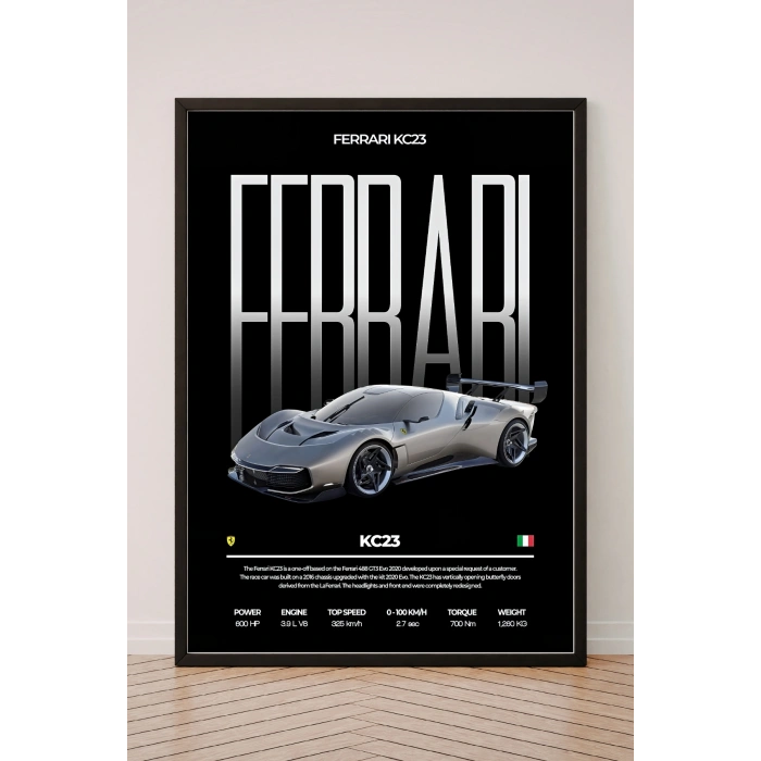 Araba Poster Tekli Siyah Çerçeveli Tablo Tek Parça Araba Poster Tablo