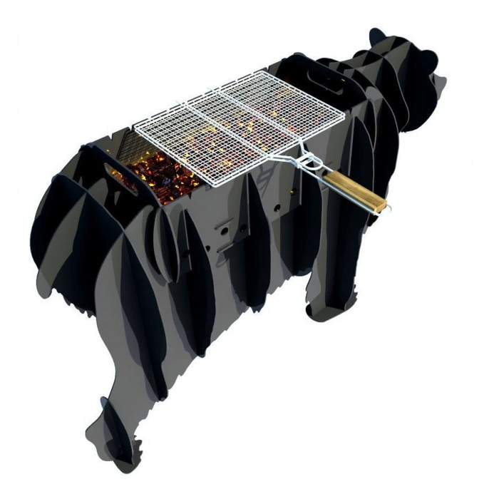 AYI FİGÜRLÜ BAHÇE MANGALI BARBEKÜ METAL KÖMÜRLÜ