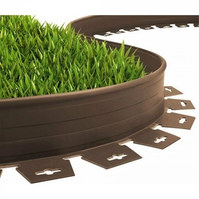 Çim Ayırıcı Esnek Plastik Çim Sınırlayıcı Bordür Taş Toprak Ayıracı Kahverengi
