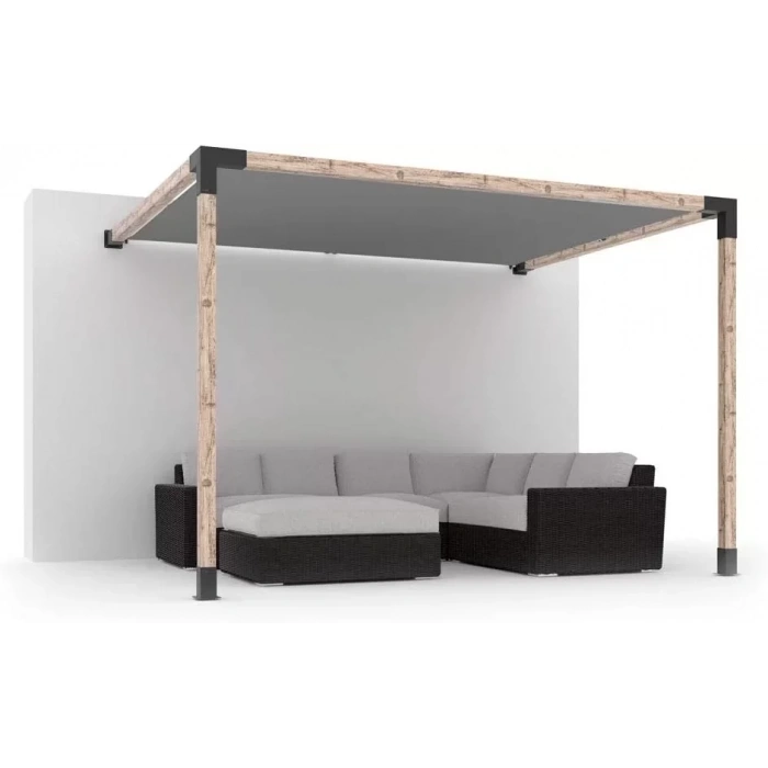 DUVARA MONTE GÖLGELİKLİ PERGOLA SETİ 10X10 METAL BAĞLANTI