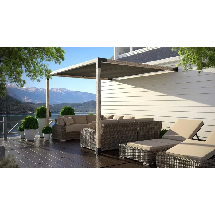 DUVARA MONTE GÖLGELİKLİ PERGOLA SETİ 10X10 METAL BAĞLANTI