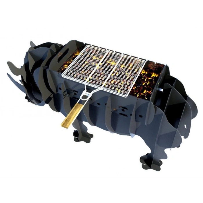 GERGEDAN FİGÜRLÜ BAHÇE MANGALI BARBEKÜ METAL KÖMÜRLÜ