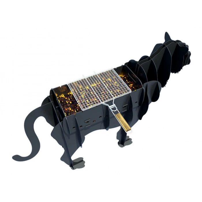 KAPLAN FİGÜRLÜ BAHÇE MANGALI BARBEKÜ METAL KÖMÜRLÜ