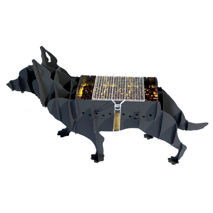 KURT FİGÜRLÜ BAHÇE MANGALI BARBEKÜ METAL KÖMÜRLÜ