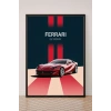 Ferrari Tekli Siyah Çerçeveli Tablo Tek Parça Araba Poster Tablo