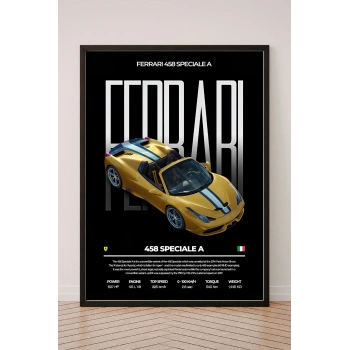 Araba Poster Tekli Siyah Çerçeveli Tablo Tek Parça Araba Poster Tablo